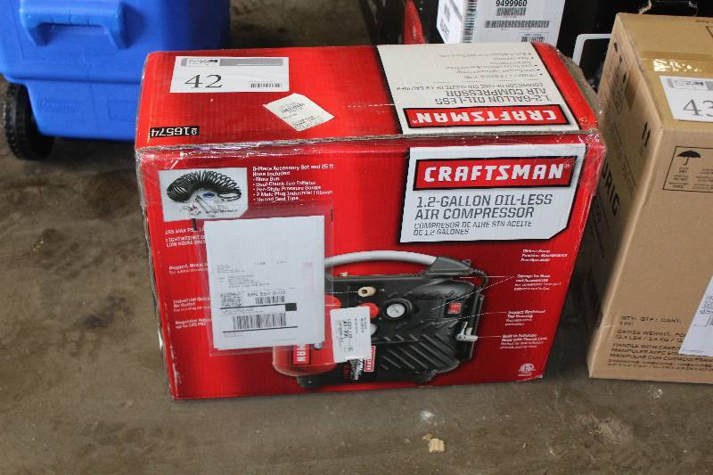 lot 42 image: Craftsman 1.2 Gallon Oil-less Air Compressor