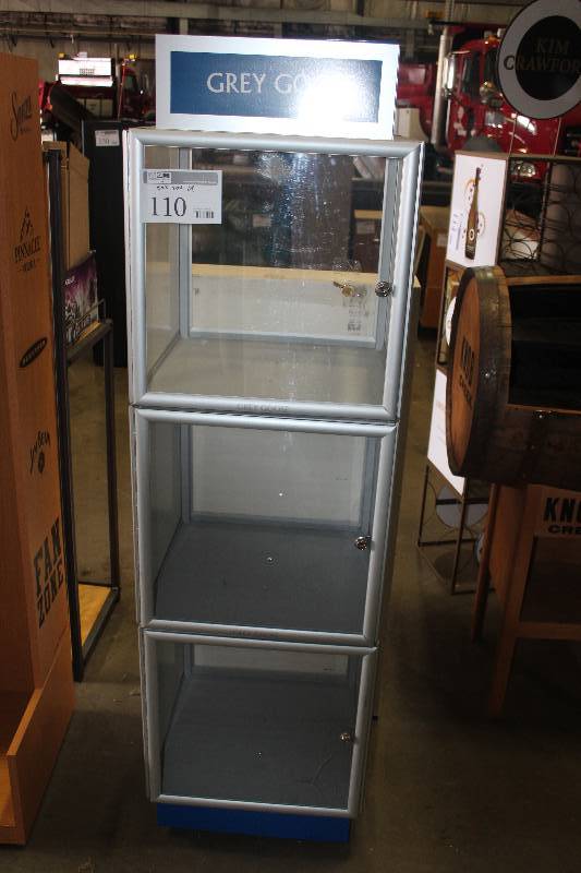 lot 110 image: Grey Goose 3-Shelf Locking Glass Display Case