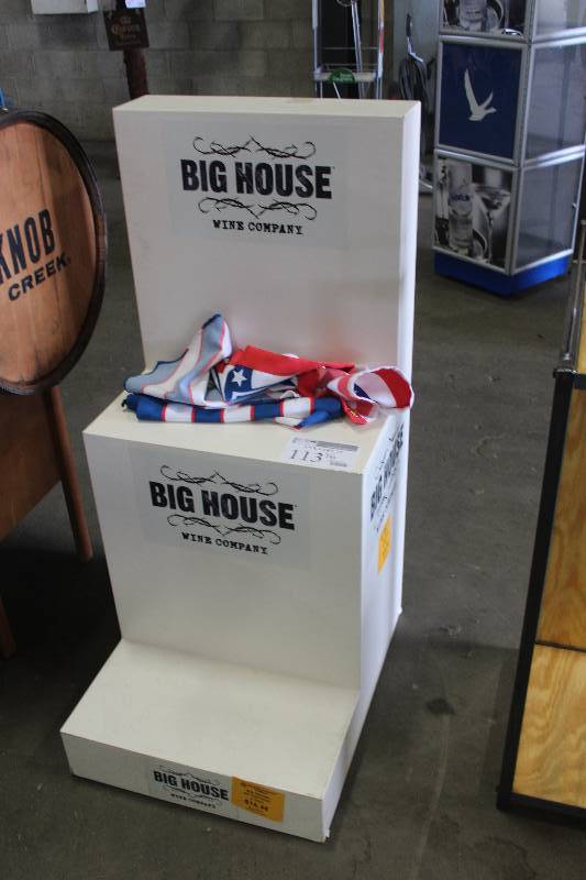 lot 113 image: Big House LOGO Display Case w Flag