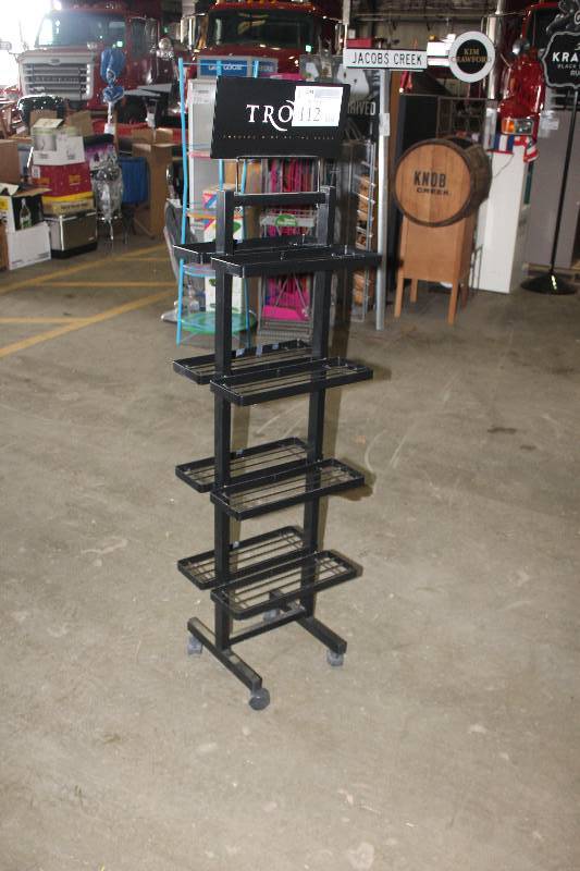 lot 112 image: 4-Shelf Metal Rolling Display Stand