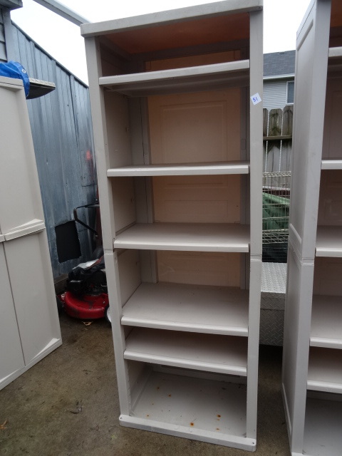 lot 51 image: Sterilite Plastic Shelf Units 26 X 18 X 69