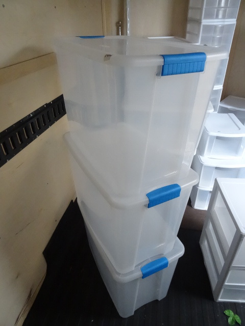 lot 102 image: 3 Sterilite Totes 16 X 26 X 18