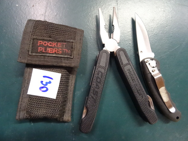 lot 130 image: Folding Pliers and Folding Knife