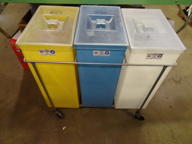 lot 203 image: 3 Dry Ingredient Bins with Cart NSF