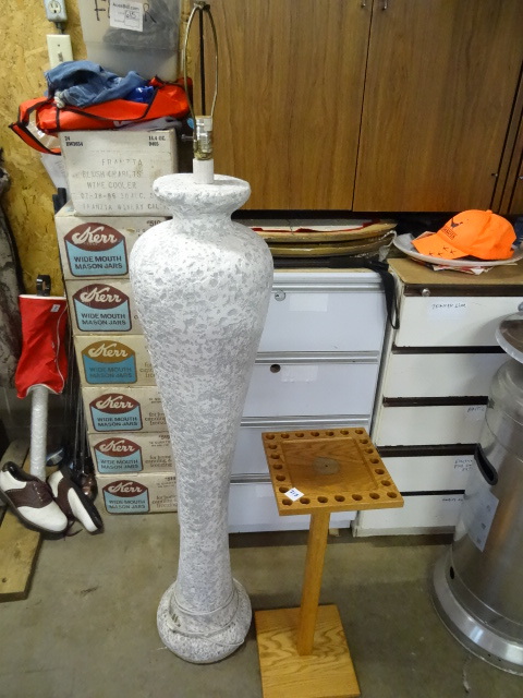lot 215 image: Wood Pipe Holder,  61 Floor Lamp