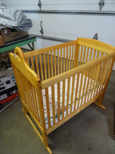 lot 234 image: Vintage Wood Rocking Crib