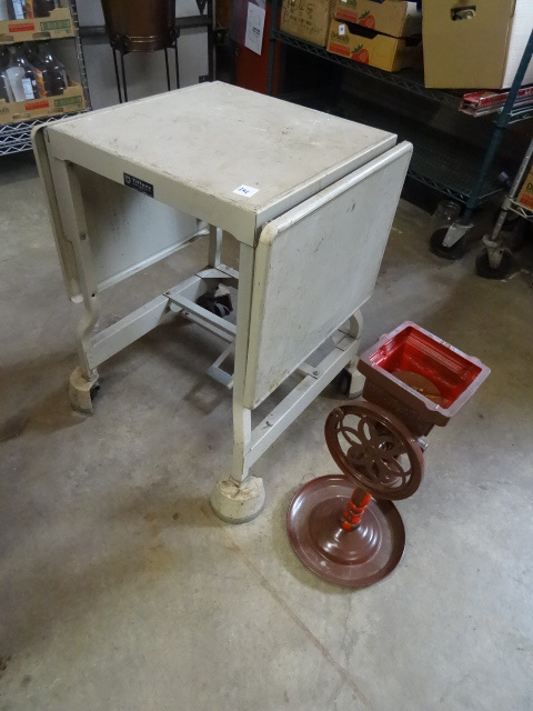 lot 241 image: Metal Type Writer Cart On Wheels