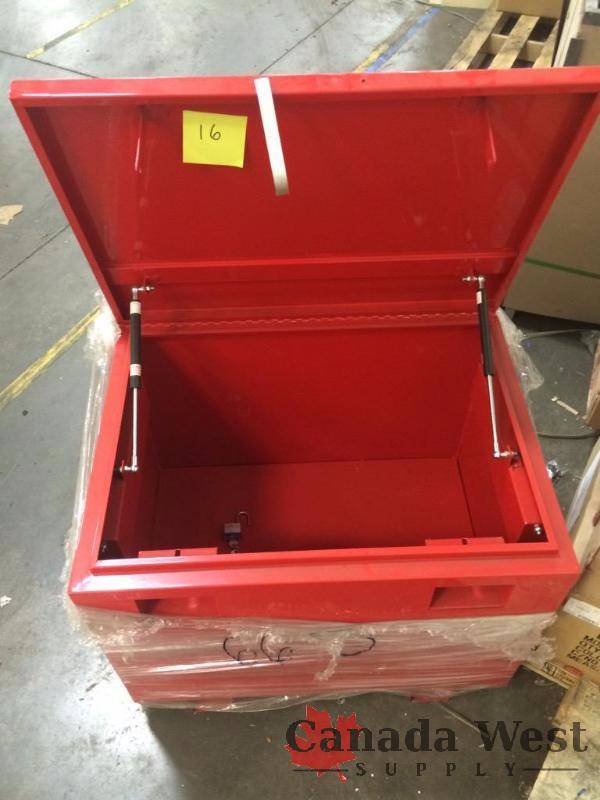 lot 16 image: EMPTY STEEL JOB BOX WITH LOCKS