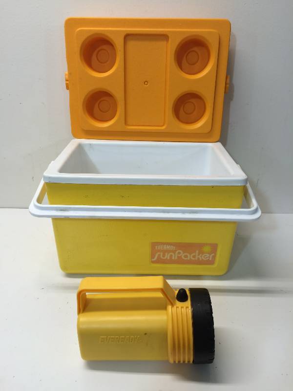 Thermos Cooler, LED Flashlight