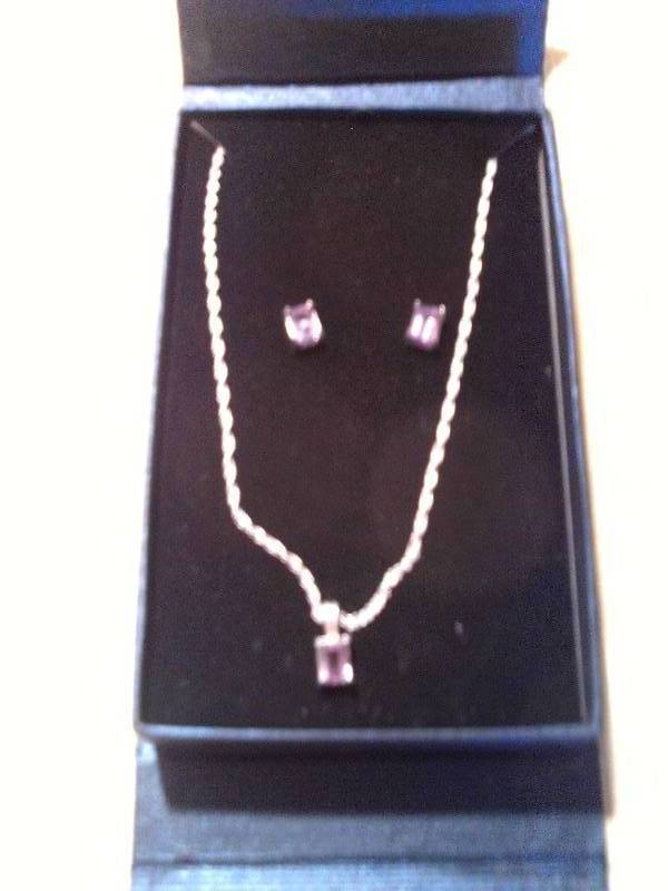 lot 108 image: AMATHYST EARINGS AND KNECKLACE