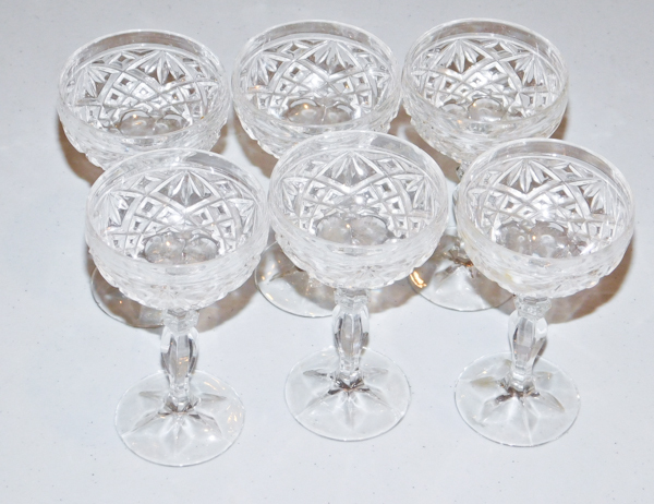 lot 47 image: crystal pedestal desert cups