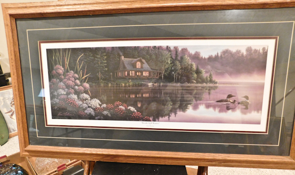 lot 59 image: Framed print by Kim Norlien Beside Still Waters 19x34.