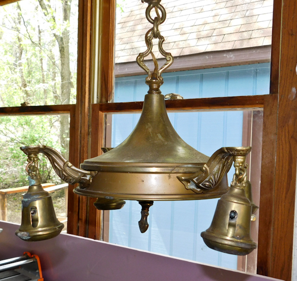 lot 78 image: antique brass light fixture
