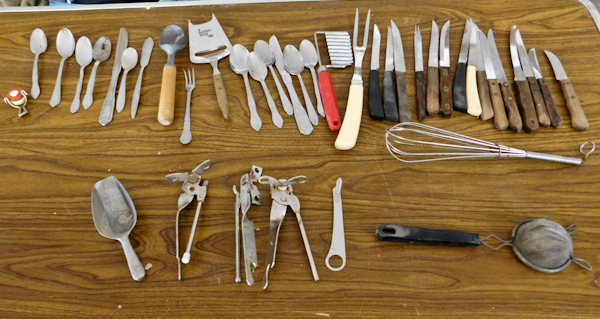 lot 81 image: large lot of vintage kitchen utensils and knives