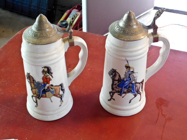 lot 90 image: Two ceramic vintage beer steins  marked Enesco Made in Japan