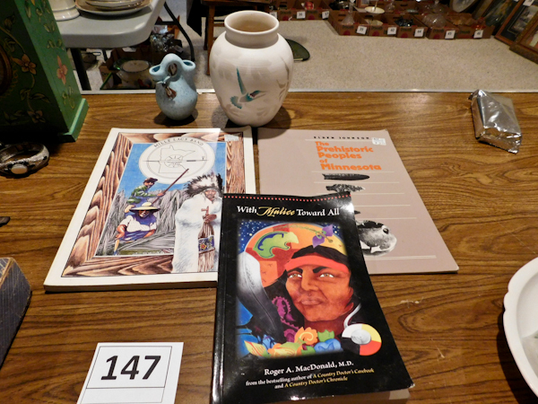 lot 147 image: Native American items, books and vases