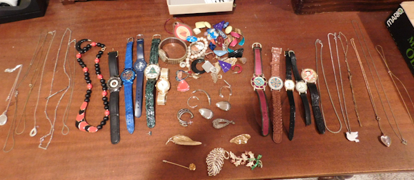 lot 160 image: jewelry, necklaces, watches and earrings