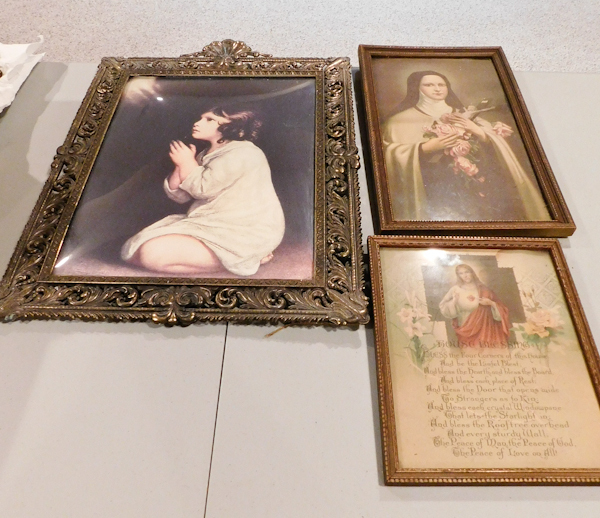 lot 183 image: three pieces of vintage framed religious art