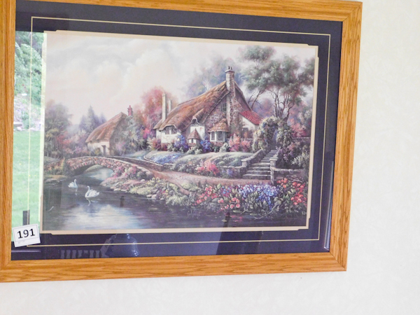lot 191 image: oak framed cottage art