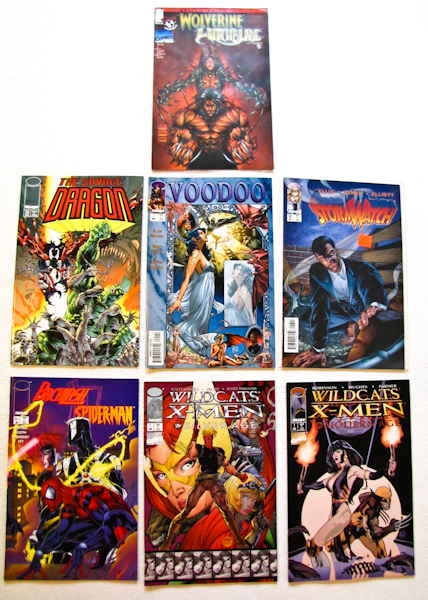 lot 58 image: 7 comics, Wolverine, X-Men, Voodoo, Wildcats and more