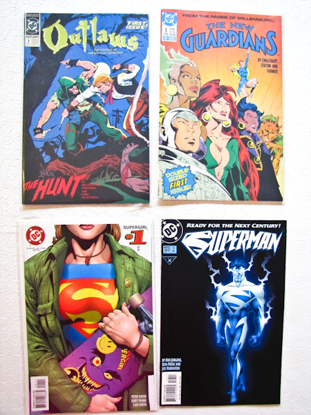 lot 76 image: DC comics 4 issues 2 Superman, 1 Guardians and 1 Outlaws