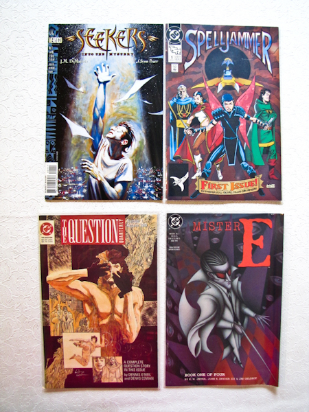 lot 79 image: DC comics 4 issues Seekers, Spelljammer, The Question and MisterE