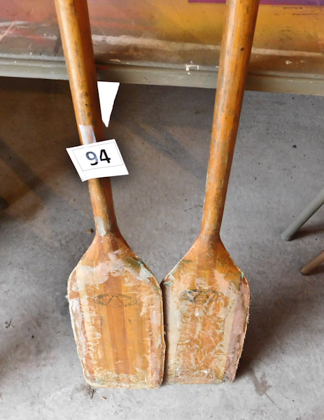 lot 94 image: Pair of vintage McCann canoe bent-shaft Paddles