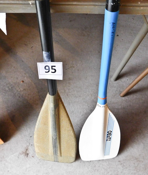 lot 95 image: two non matching fiberglass bent shaft canoe paddles