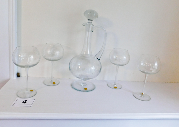 lot 4 image: Crystal pitcher and stemware Made in Romania