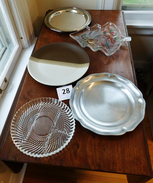 lot 28 image: Serving Plates pewter, glass, stoneware,