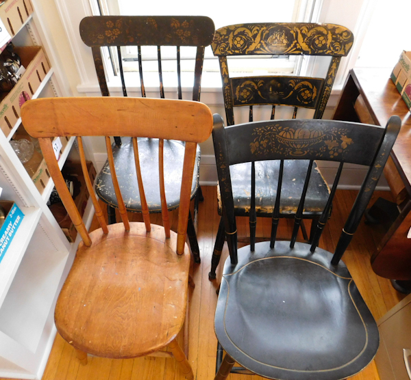 lot 32 image: 4 vintage chairs one is stripped