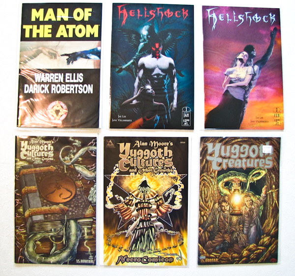 lot 121 image: 6 Comics, Man of the Atom 1 issue, Hellshock 2 issues and Yuggoth Treasurescultures 3 issues
