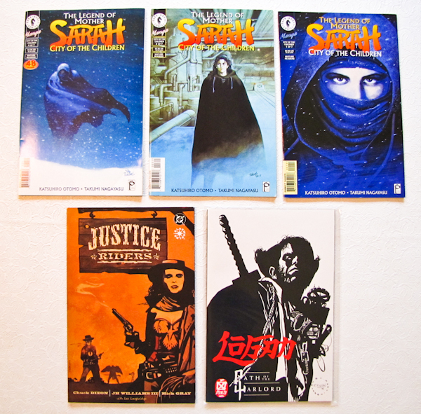 lot 127 image: 5 comics, Loban 1 issue, Justice1 issue and Sarah3 issues