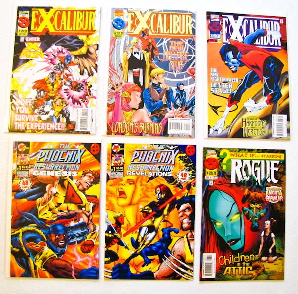 lot 160 image: Marvel Comics,  Excalibur, 3 issues, Phoenix 2 issues and Rogue