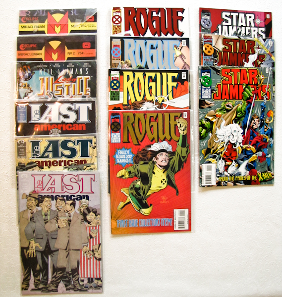 lot 205 image: 13 comics...Rogue, The Last American, Star Jammers, Miracleman & Justice