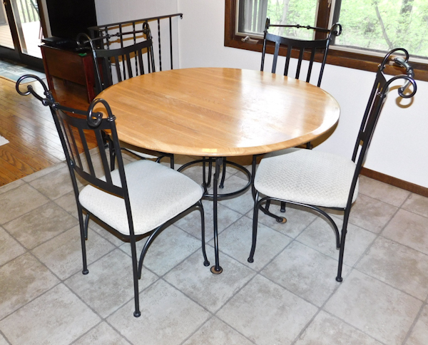 lot 9 image: bistro table and iron 4 chairs
