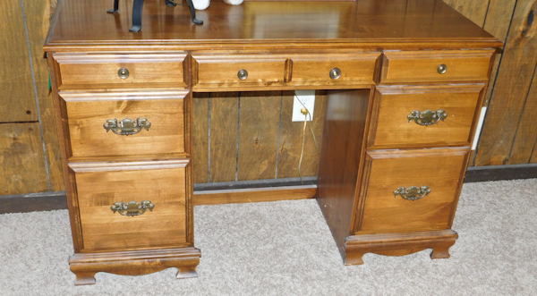 lot 14 image: vintage wooden 7 drawer desk