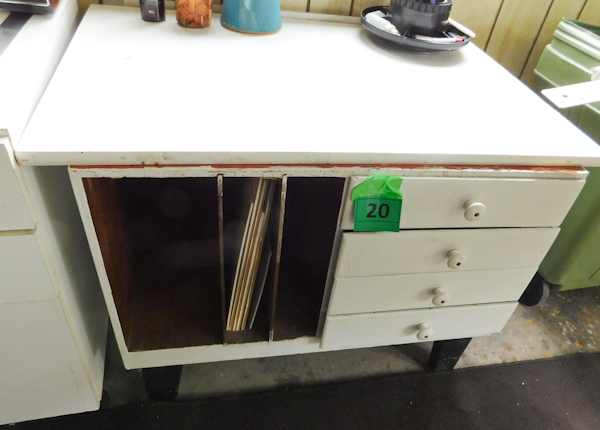 lot 20 image: artists cabinet 4 drawers and slots for storage