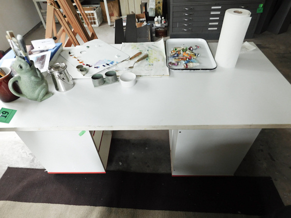 lot 21 image: Two storage units on casters & table top