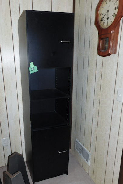 lot 24 image: Black bookshelfCabinet