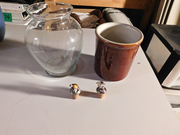 lot 176 image: two pewter cork bottle stoppers, vase more