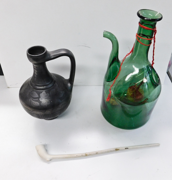 lot 193 image: Green tall pitcher and 1 black