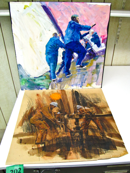 lot 202 image: Original commercial art paintings, signed