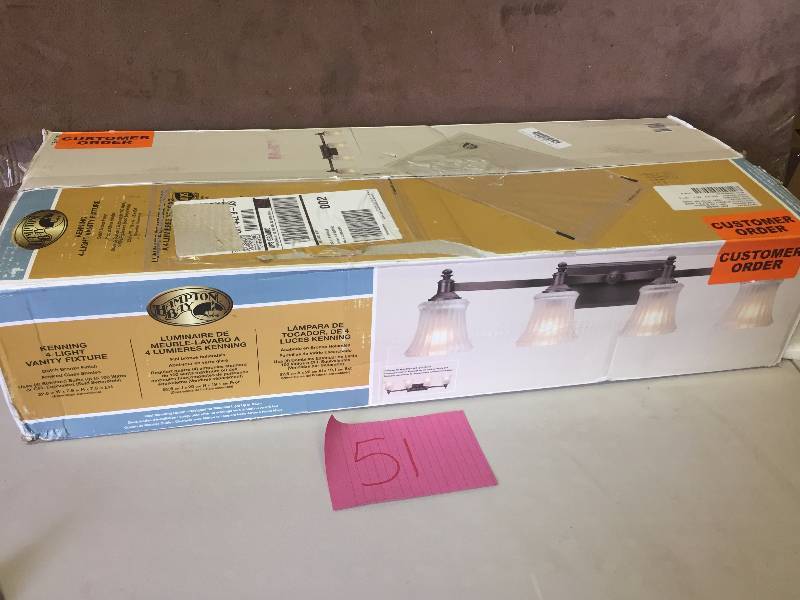 Hampton Bay Kenning 4 Light Vanity Fixture NEW