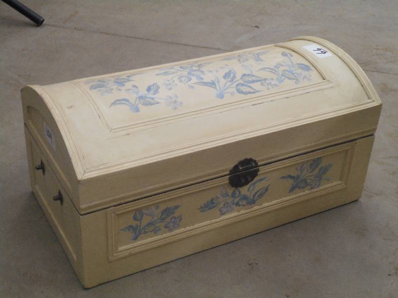 lot 66 image: Vintage Hand-Painted Wood Trunk ...