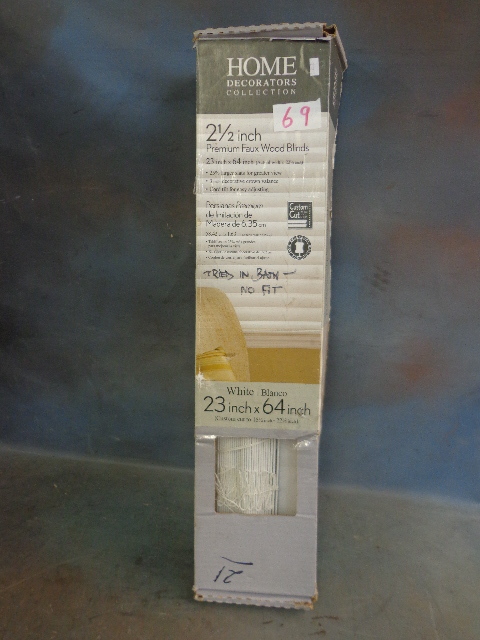 lot 69 image: 2 12 White Premium Faux Wood Blinds
