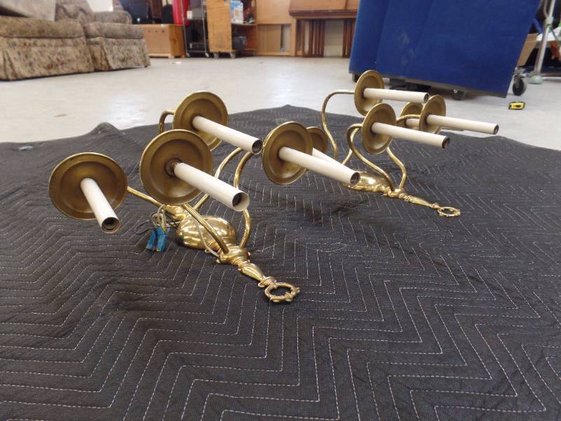 lot 502 image: Brass Wall Sconces