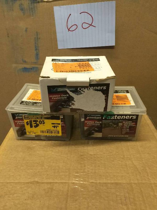 lot 62 image: Lot of 3 boxes of Veranda ArmorGuard Hidden Deck Fastener new