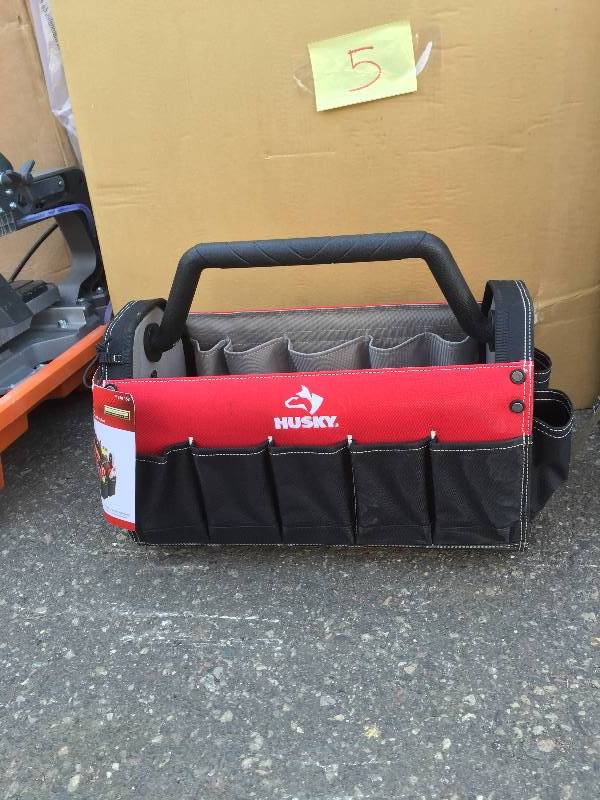 lot 5 image: Husky 17 in. Open Tool Tote with Rotating Handle
