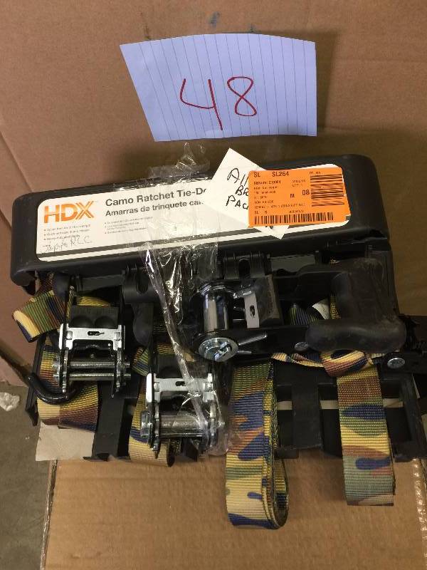 lot 48 image: HDX 16 ft. x 1-14 in. Ratchet Tie-Downs (4-Pack)